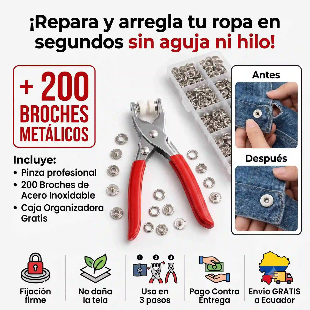 Kit de Alicate y Broches a Presión
